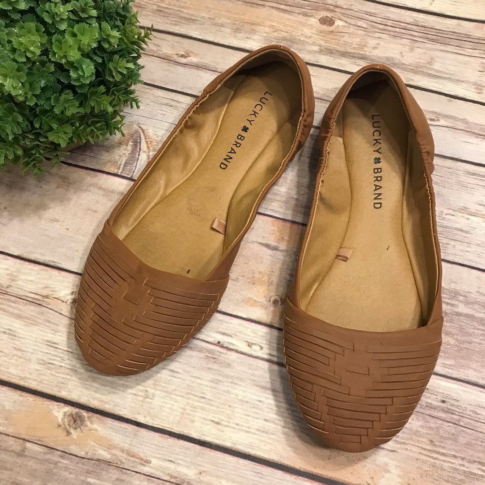 Lucky Brand Woven Flats Tan Brown Women’s Size 7